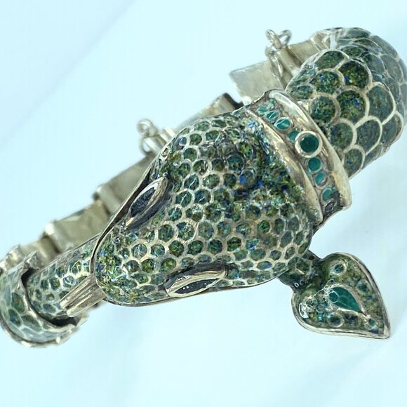 Margot De Taxco Enamel Sterling Silver Snake Bracelet JR8991